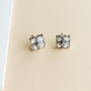 Kendra Scott Dira Stone Collection. Silver Ivory Mix Stud Earrings
